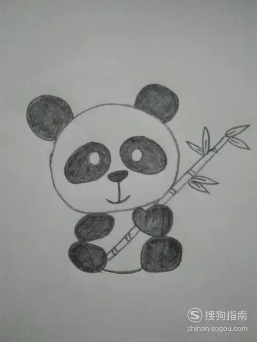 白描简笔画熊猫