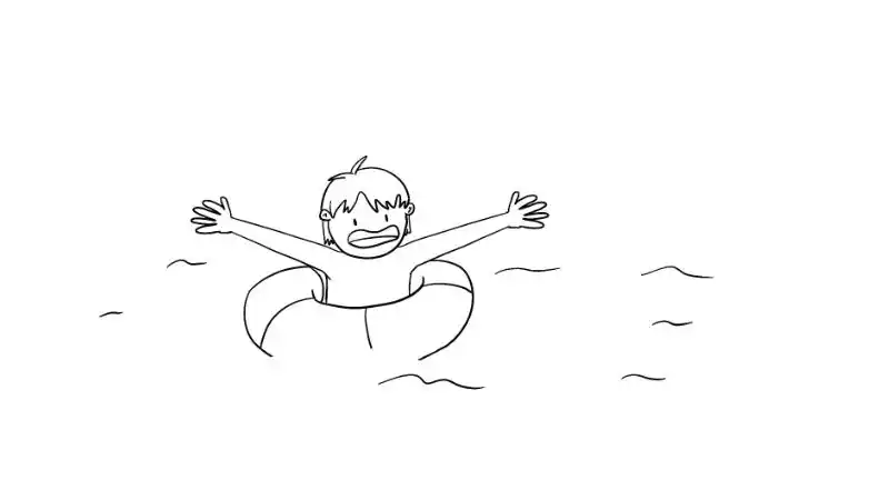 67游泳的小男孩简笔画