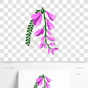 紫藤花手绘矢量装饰水彩中国风紫藤花透明底免抠春天紫藤花卡通插画免