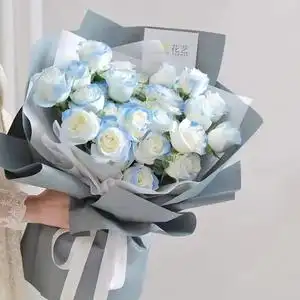 深圳广州鲜花同城配送冰碎蓝白玫瑰花束花店速递送男朋友闺蜜爱人