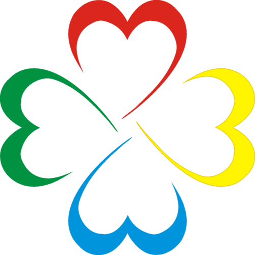 社徽描述:以红,黄,蓝,绿四色心形叶子构成一片四叶草.