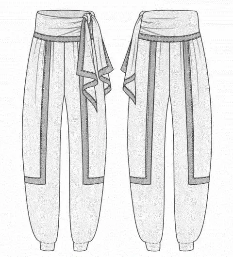 服装设计|裤子设计平面款式图 10款女裤结构纸样分享!