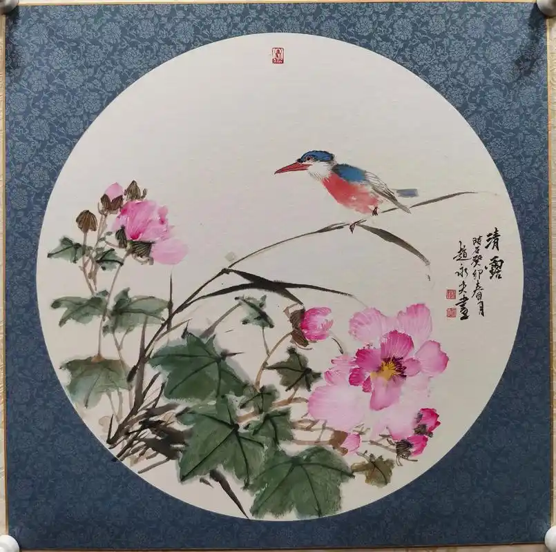 赵永夫写意花鸟卡纸团扇.#写意花鸟 #名家书画 听歌赏画 - 抖音