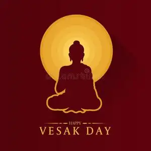 幸福的卫塞一天横幅和佛和圆满的月亮符号阴道上皮改变照片