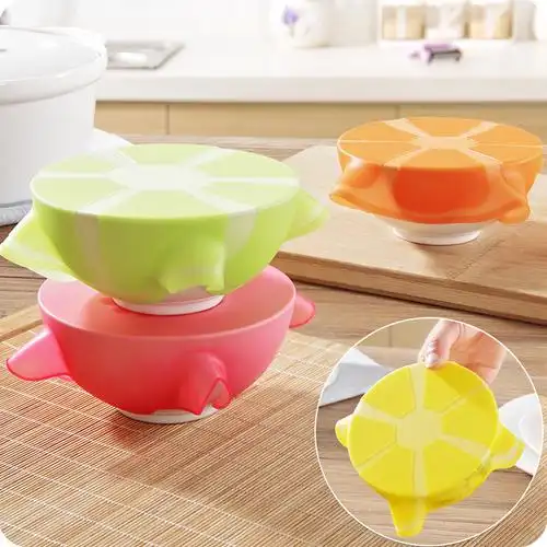 紫紫 食品级多功能硅胶保鲜膜盖 微波炉冰箱保鲜碗透明密封盖子