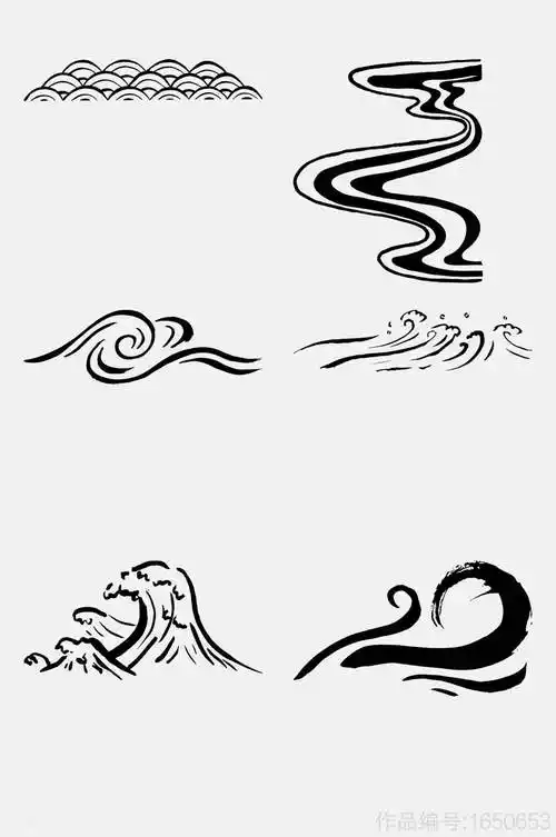 黑白色日式波浪元素素材