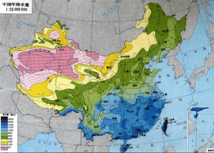 地理的降水分布图