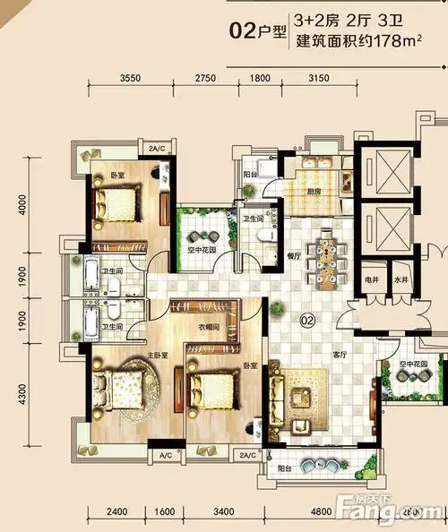 鸿晖·依岸康堤180㎡大平层02户型户型图