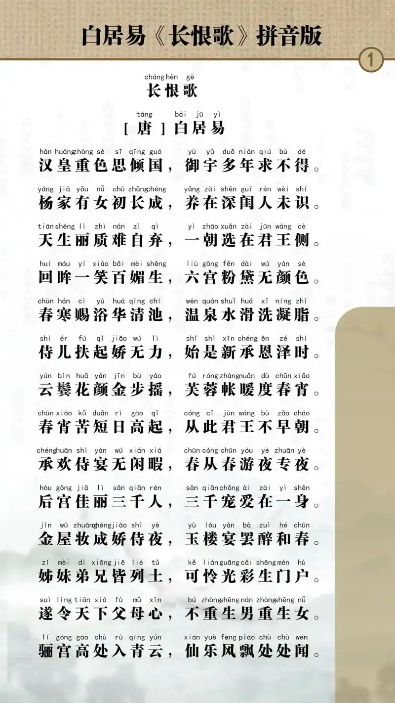 来吧,学霸们,白居易《长恨歌》他来了,赶紧开启背书模式.#长 - 抖音