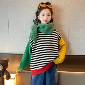 酷萌晨晨童装女童儿童毛衣加厚毛线衣新款中大童女孩315岁保暖针织衫