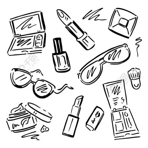 化妆产品套装化妆品手绘矢量图