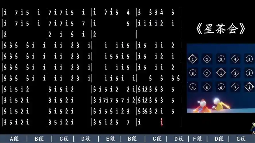 《星茶会》1指数字简谱 #光遇 #光遇琴谱 #星茶会