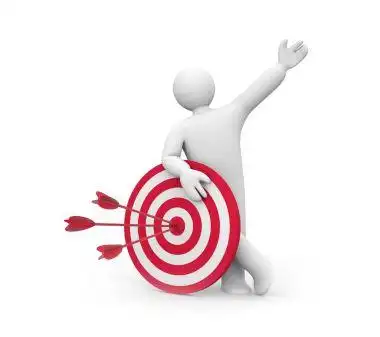 红色目标3d小人与红色的目标3d图像孤立的白色背景