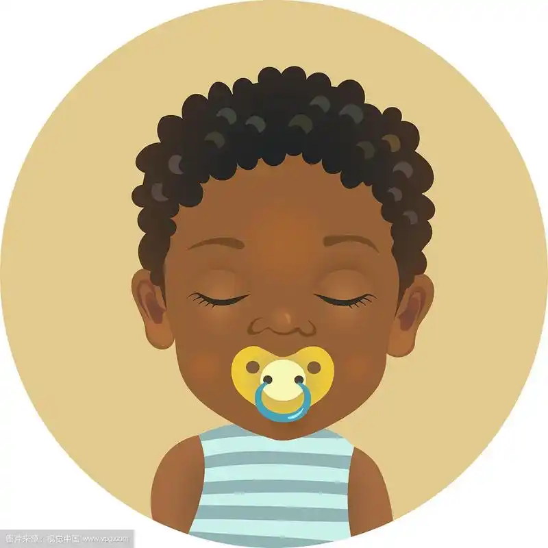 可爱的美国黑人小孩抱着奶嘴睡觉