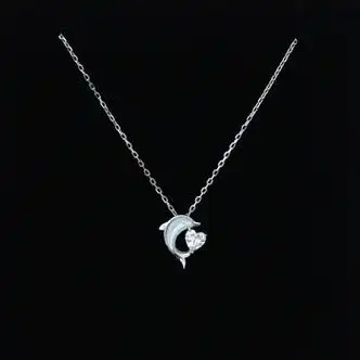 quamer施华洛世奇锆海豚项链女轻奢小众精致高级感爱心锁骨链新款爆款