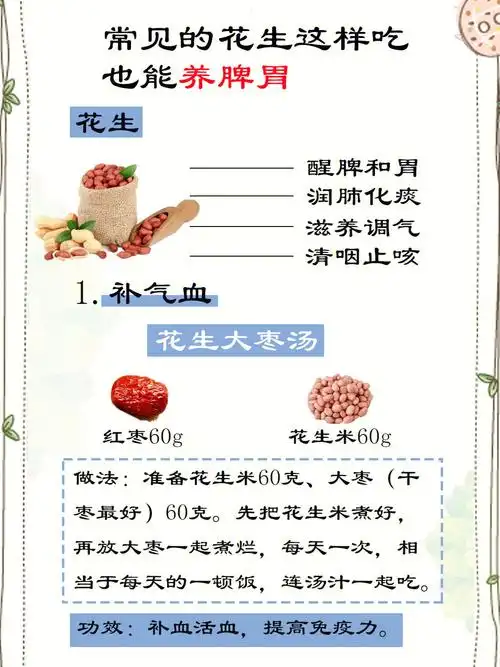 常吃花生4个好处一个食疗健脾胃气血双补
