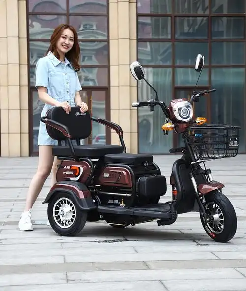 凤凰phoenix电动三轮车家用轻便小型代步车接送孩子亲子三座电动车