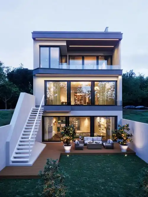 三层带庭院温馨现代风自建房别墅设计