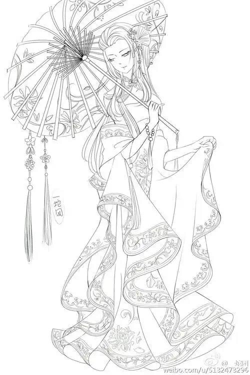 古风女子简笔画 古风女子简笔画大全 - 古风动漫线稿 - 实验室设备网