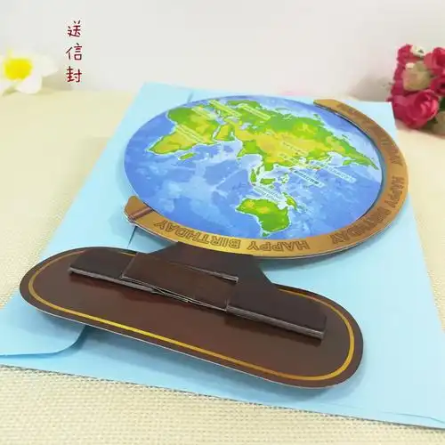 台湾创意生日多语语言祝福贺卡地理礼物摆设贺卡