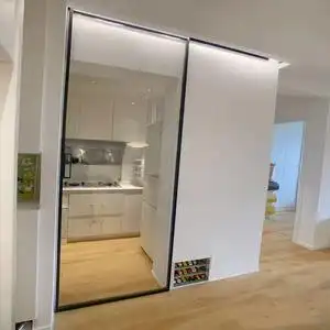 定制窄边单扇推拉门钛镁铝合金卫生间长虹玻璃隔断厨房无下轨移门