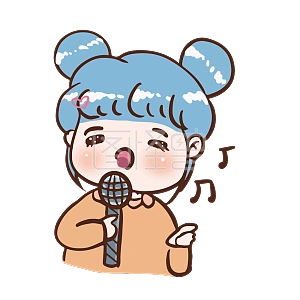 图怪兽原创元素卡通人物蓝色可爱萌系表情包唱歌麦霸