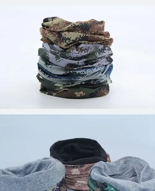 荒漠迷彩围脖冬季迷彩加绒脖套围脖头护颈男款冬季保暖加厚加绒百变