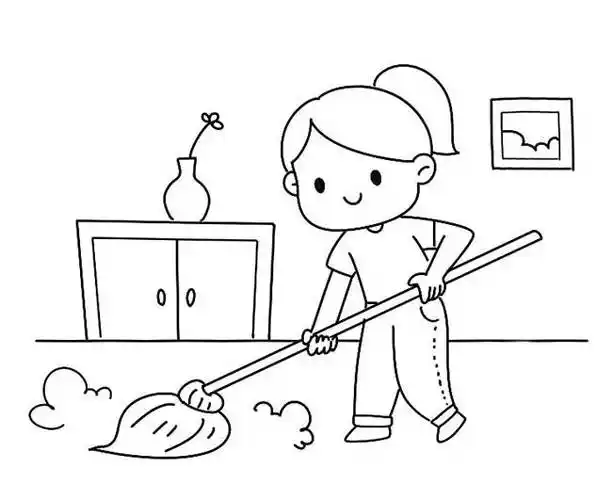 小朋友简笔画小朋友做家务简笔画儿童简笔画--帮妈妈做家务的场景图片