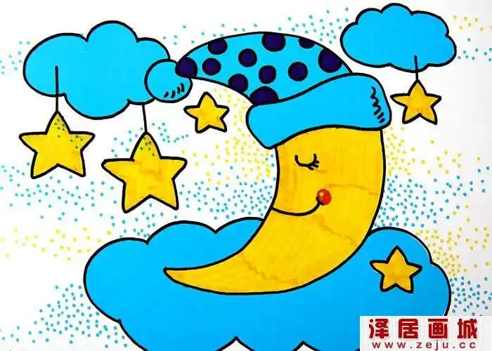 儿童画月亮月亮卡通画欣赏
