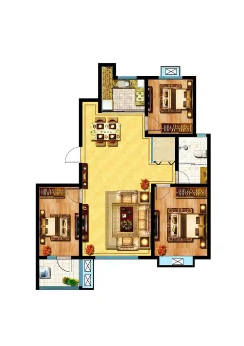 淄博冠博·兰亭苑3室2厅1卫户型图-淄博楼盘网