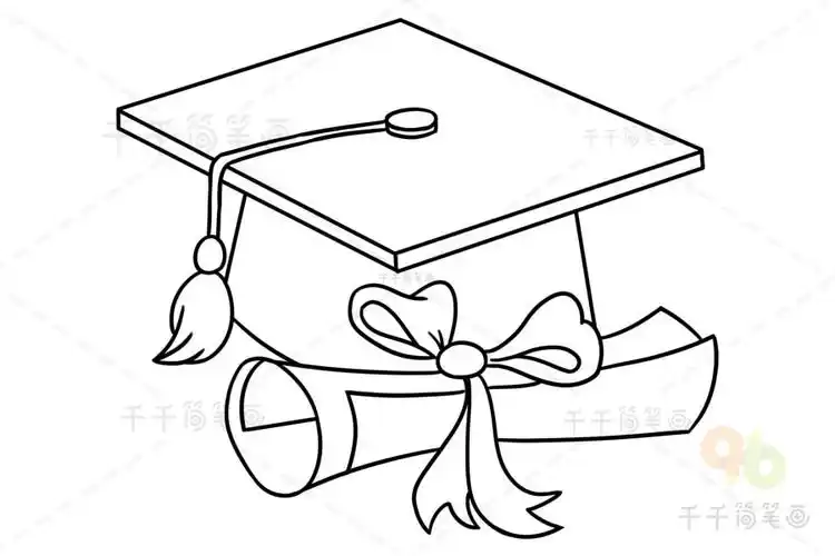 毕业帽简笔画简单易学