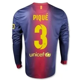 正品巴萨球衣 巴塞罗那队服 12-13 主场长袖 3号皮克套装足球服