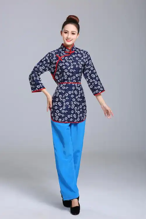 阿庆嫂演出服装服务员茶园采茶服装村姑军嫂表演服装村姑服装抖音