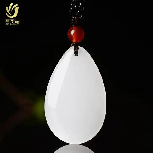 新疆金丝玉白玉水滴葫芦玉坠福禄寿平安扣吊坠玉石挂件情侣款项链