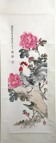 公鸡牡丹
