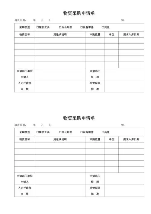 物资采购申请单
