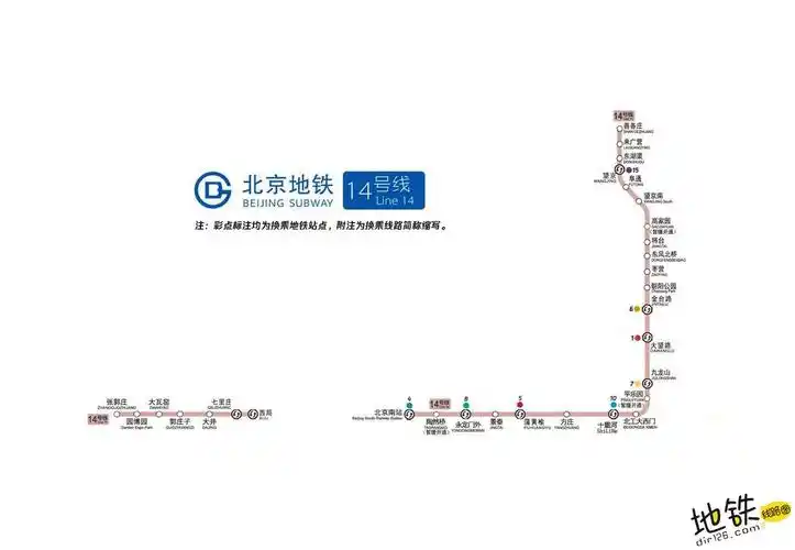 北京地铁14号线线路图运营时间票价站点查询下载