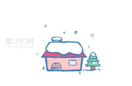 冬天下雪的场景简笔画画法简单易学,本教程共有5步,非常适合小朋友们