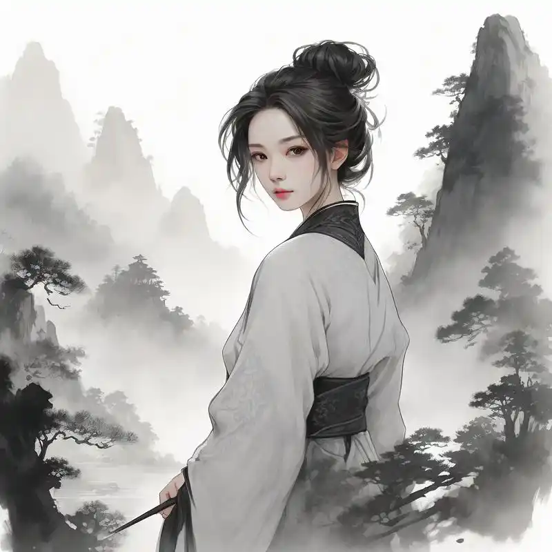 9015水墨风韵,倩影留香 | 中年女士背影头像 沉醉在这片水墨的