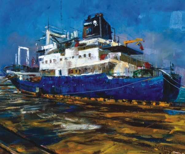 张文亮  港口 油画 60cmx50cm