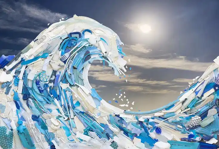 海洋中的塑料污染浪潮图片下载