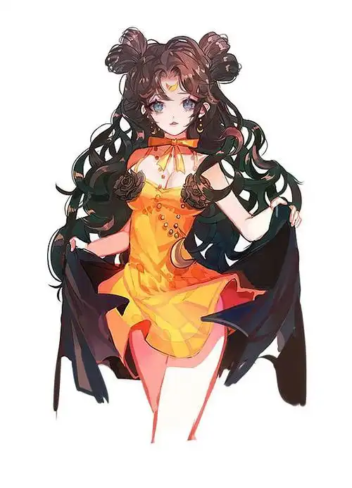 美少女战士高清luna露娜的人型这波浪长发和可爱花苞头