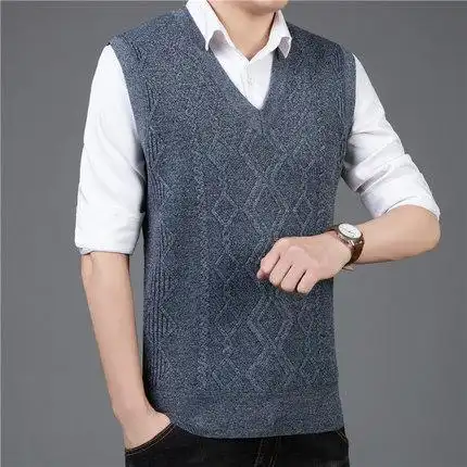 男士秋冬毛衣背心马甲针织衫v领加绒打底衫