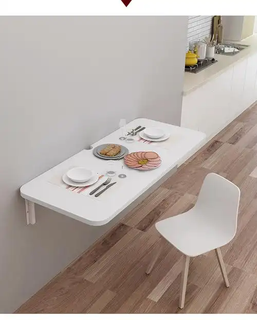 打孔壁挂折叠桌小户型餐桌挂墙连壁桌厨房折叠桌板墙上桌子书桌下单