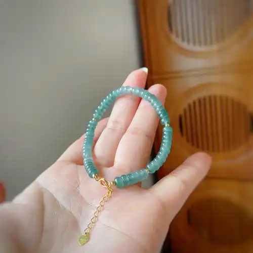 热销18k金翡翠手链_原创设计 18k金缅甸玉石正品天然a货翡翠手链冰种