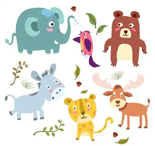 6款可爱动物设计矢量素材