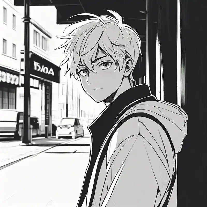 黑白素描男生头像92伤感孤独氛围感拉满92