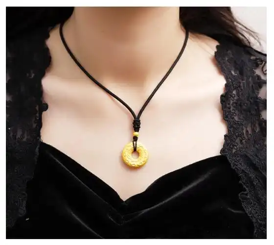 老凤凰黄金平安扣吊坠男女款足金999转运珠编织项链心经坠子送礼单