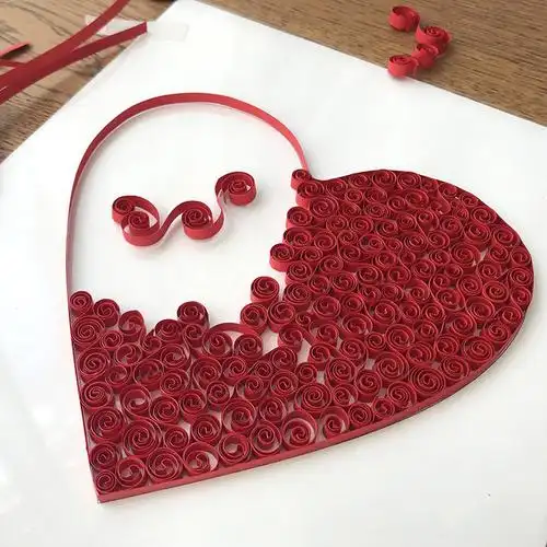 结婚红色礼物爱心手工立体纸艺图稿