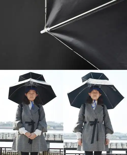 钓鱼伞帽头戴帽伞大号垂钓闪电客双层防晒遮阳折叠头顶伞雨伞帽子伞